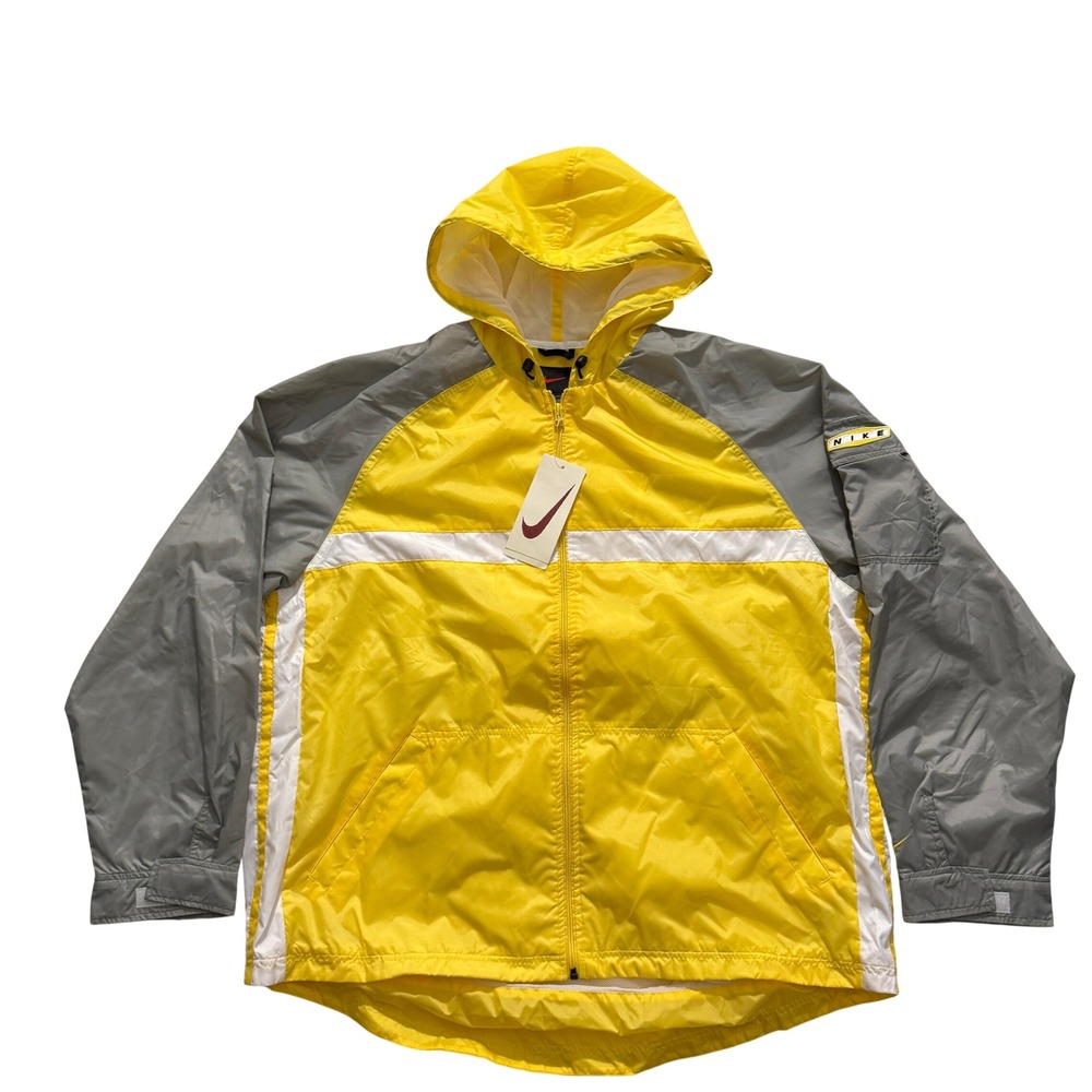 Vintage 90s Nike NWT Windbreaker Jacket Yellow Grey XL